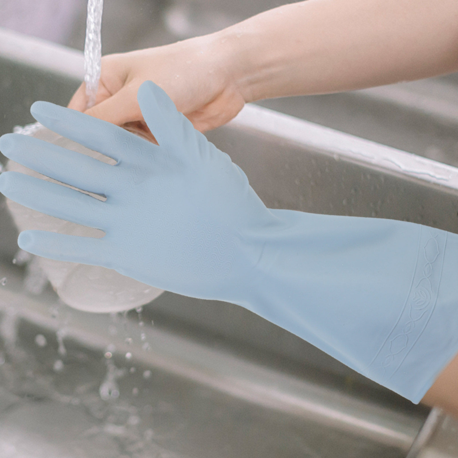 Dish Glove Rubber - 3 Çift Su Geçirmez Kauçuk Mutfak