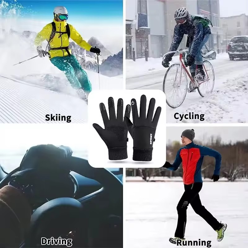 Ski Glove Waterproof - Siyah Kışlık Sıcak Tam Parmaklı Su